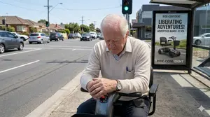 A Senior Gentleman Mobility Scooter Rider Stranded Due to Flat Battery