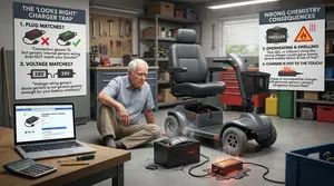 A Senior Gentleman Rider Had Chosen a Wrong Mobility Scooter Battery Charger