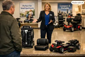 A Salesperson Explaining the Difference Between a Folding and Disassembly Scooter