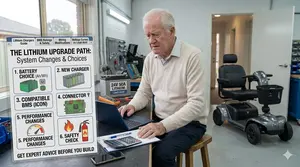 A Senior Gentleman Rider Thinking of Upgrading His Mobility Scooter Battery to Lithium
