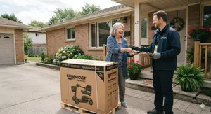 A Senior Lady Rider Receiving a Mobility Scooter Package