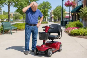 A Red Mobility Scooter Breaks Down in Public