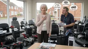 A Confuse Senior Lady Buying a Mobility Scooter