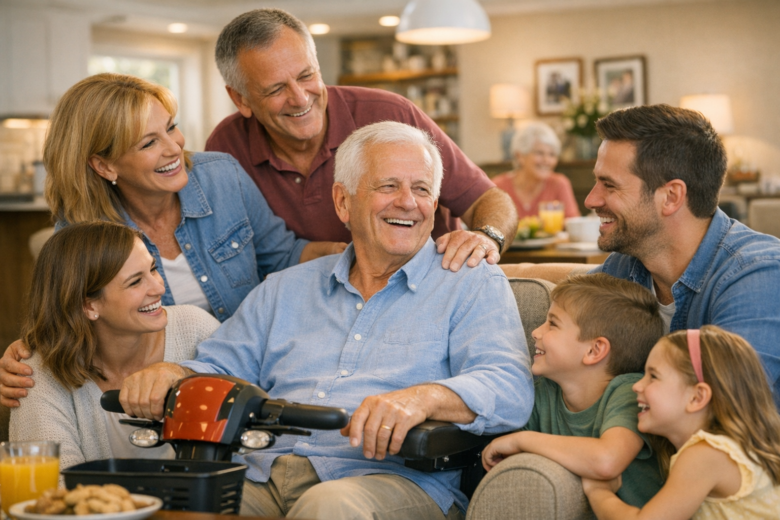 A Senior Man Surrounded By Familiy