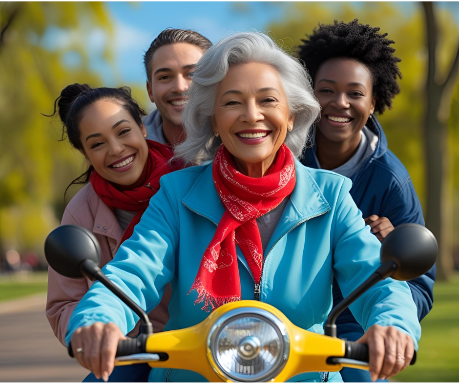 Lady in a Lightweight Collapsible Mobility Scooter
