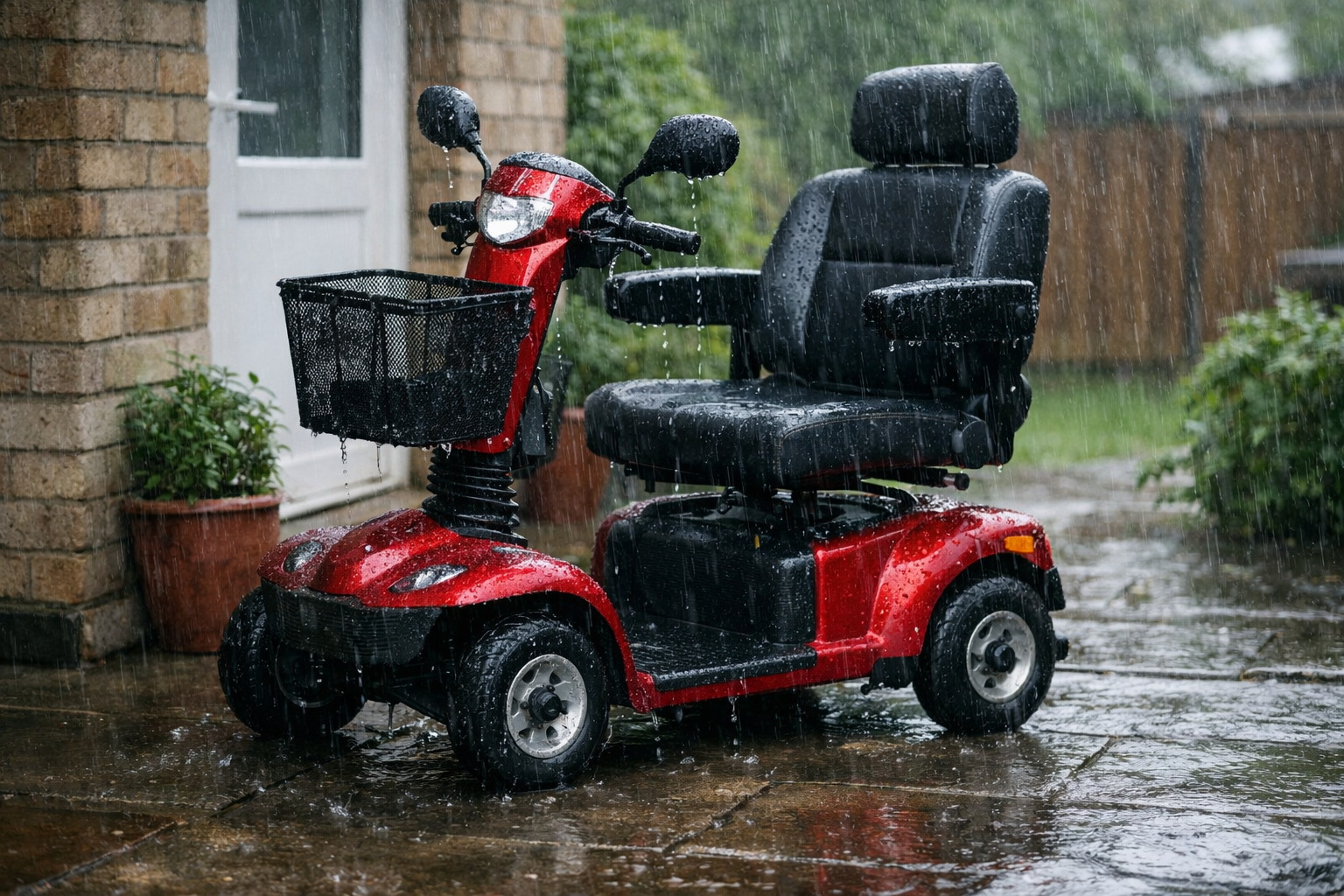 Mobility Scooter in the Rain Mobility Scooter in the Rain