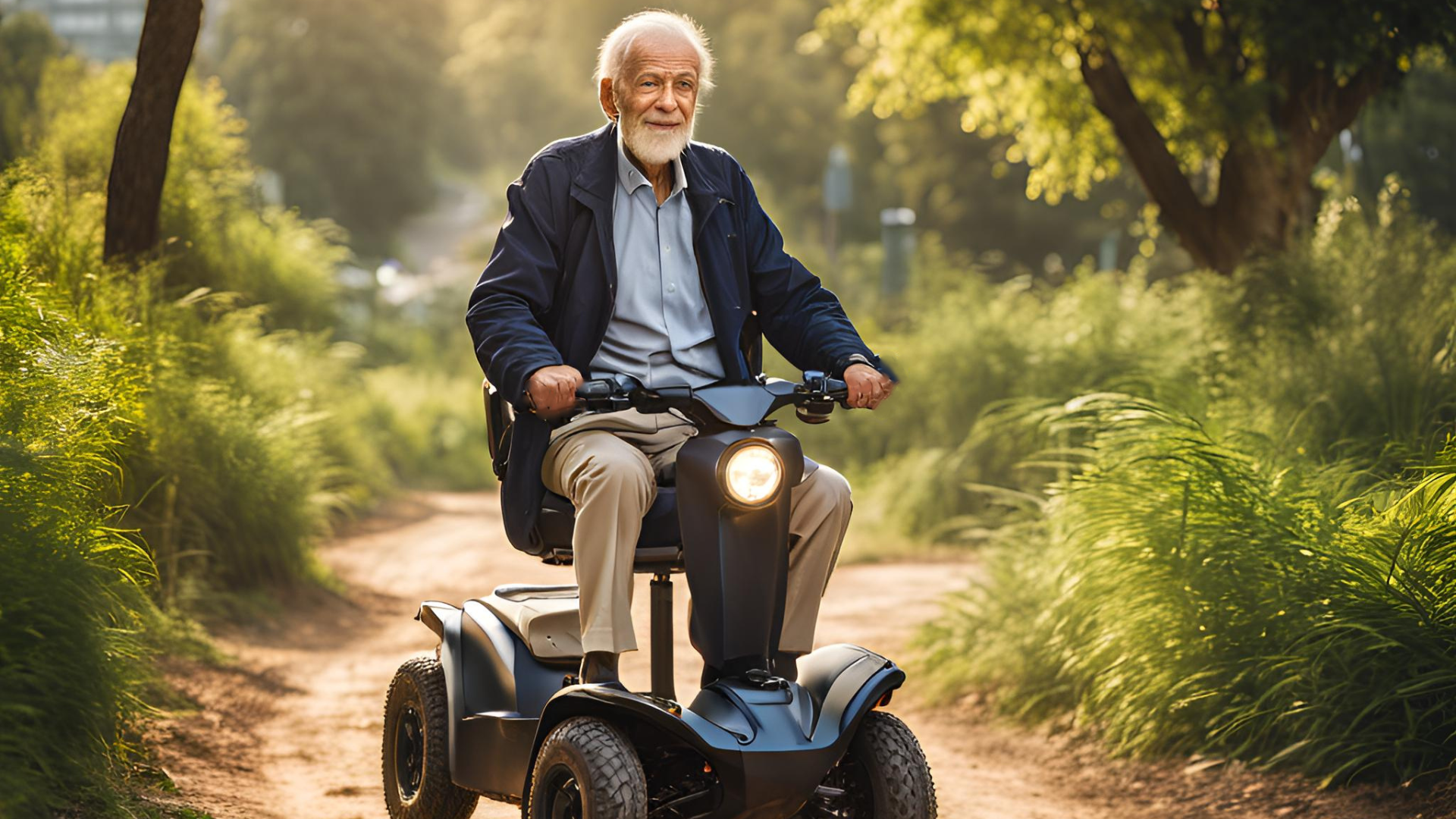 An Senior Gentleman in an All Terrain Mobility Scooter