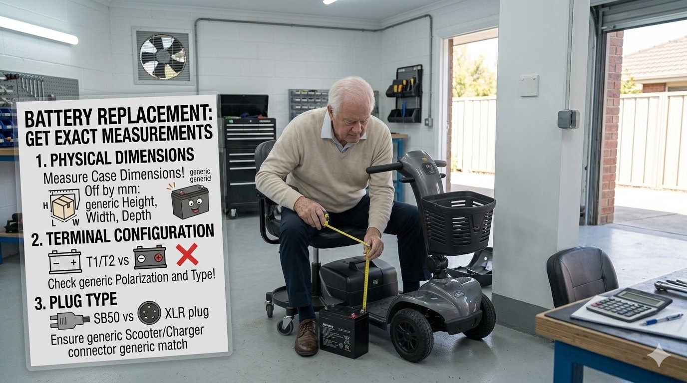 A Senior Gentleman Rider Measuring the Scooter Battery