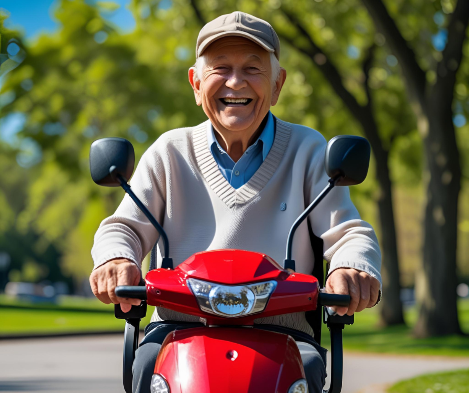 Gentleman in a Travel Mobility Scooter