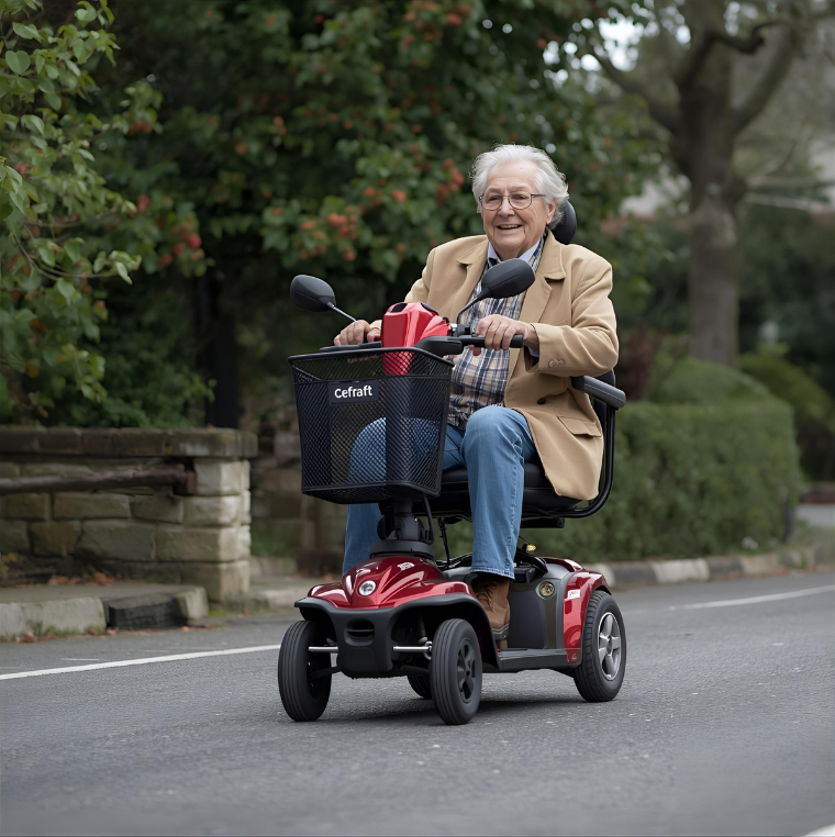 a Gentleman on a Four Wheel Mobility Scooter a Gentleman on a Four Wheel Mobility Scooter