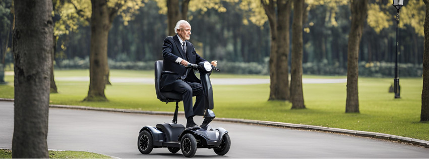Gentleman Ride on a Mobility Scooter