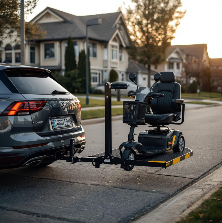 A Mobility Scooter on a Hitch Carrier