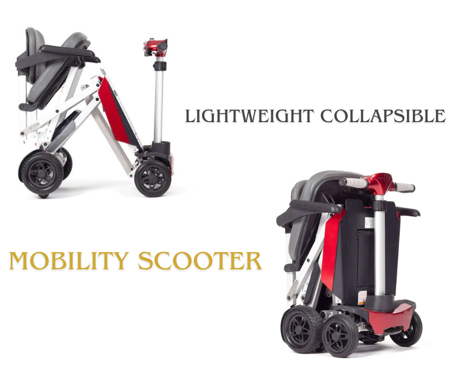 White and Red Lightweight Collapsible Mobility Scooter