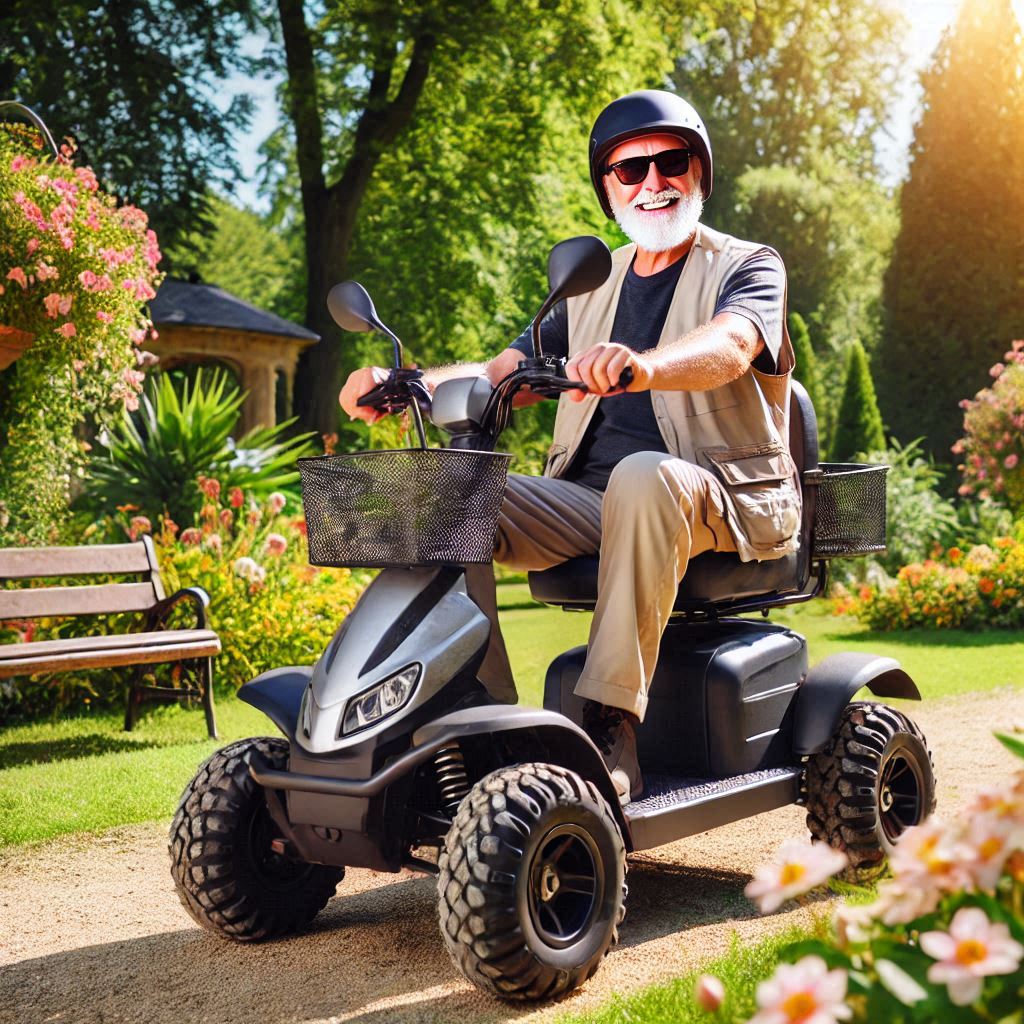 A Gentleman on an Off Road Mobility Scooter