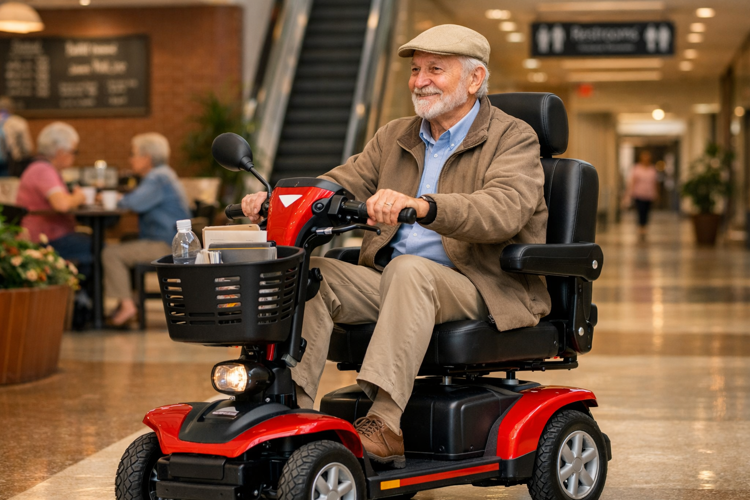Old Man on a Scooter for Disabled