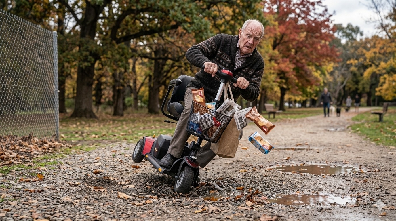 A Scooter Tipping Over A Scooter Tipping Over
