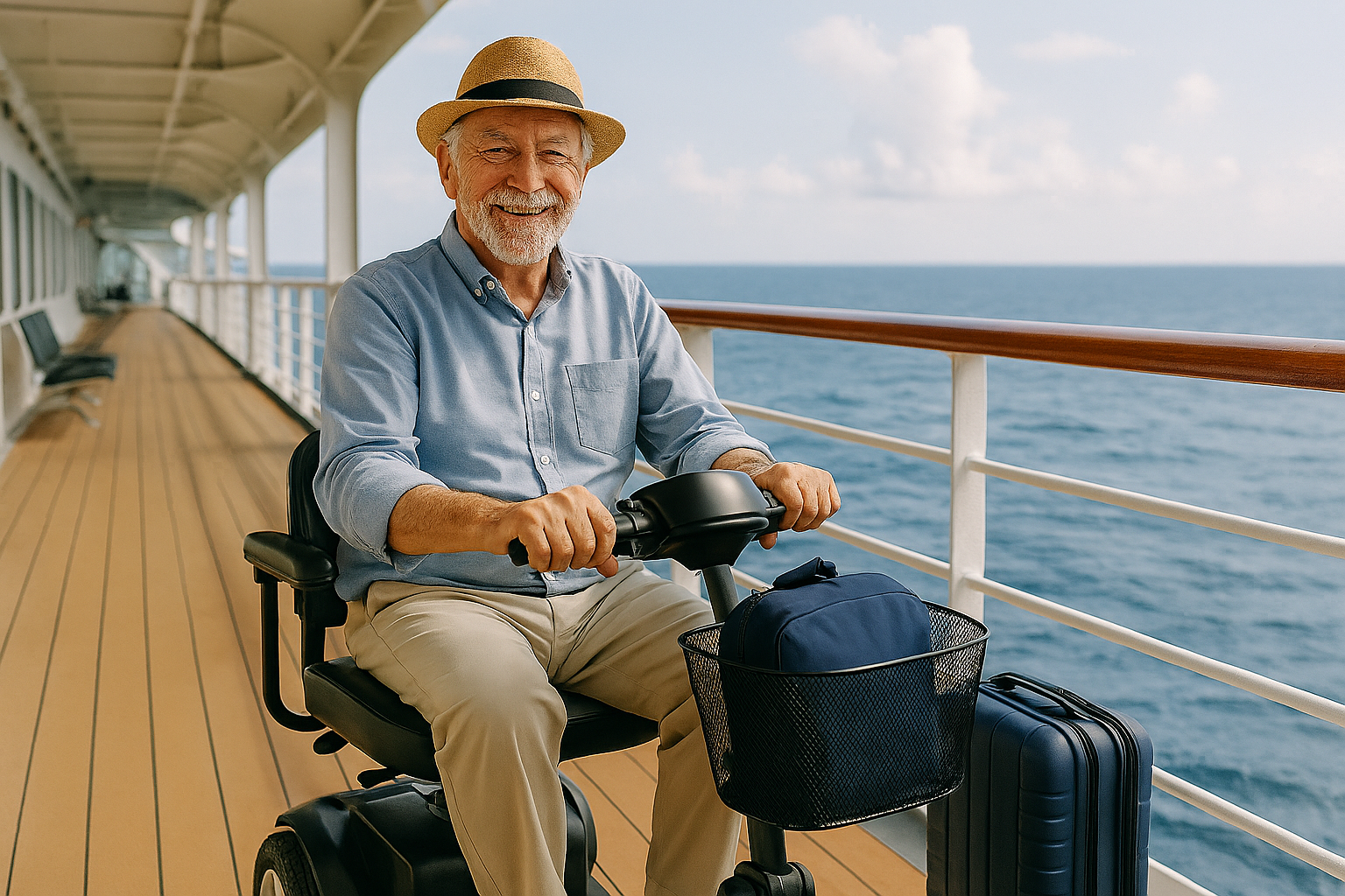 Cruising Gentleman on a Mobility SCooter