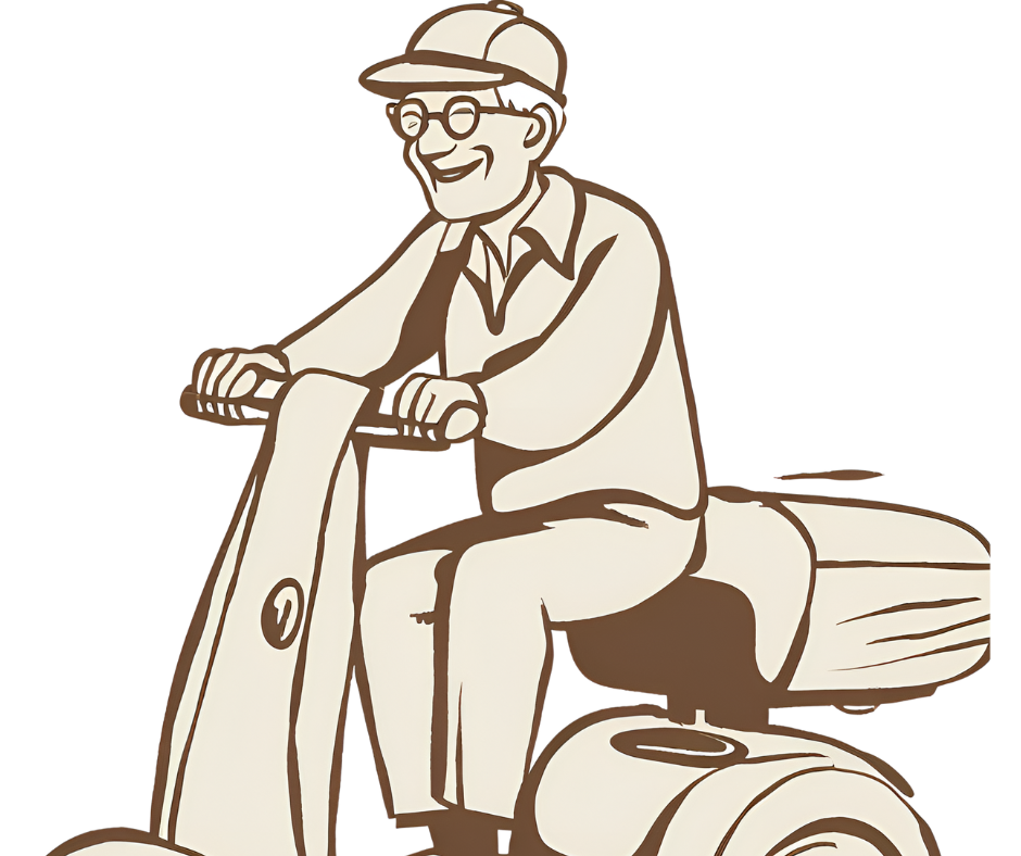 An Elderly Gentleman on a Travel Mobility Scooter An Elderly Gentleman on a Travel Mobility Scooter