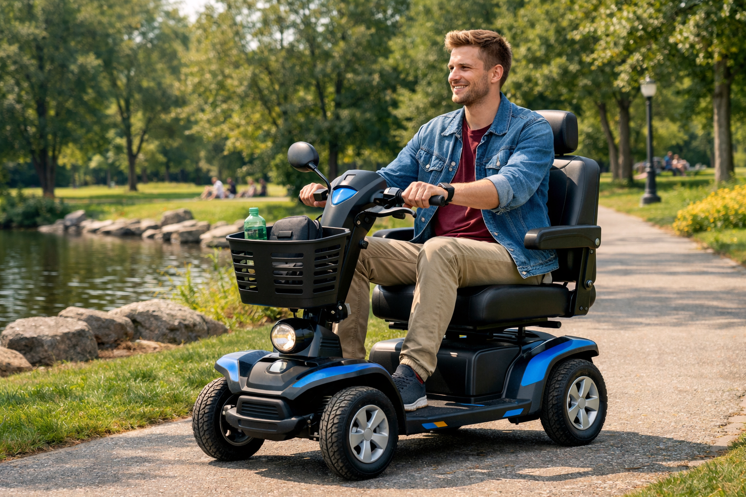 Young Man on a Scooter for the Handicapped